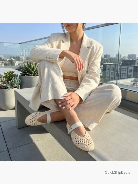 Cushionaire Gabby Woven Mary Jane Ballet Flats for Women  Woven Mary Jane Ballet Flats with Memory Foam Cushioning and Gold-Tone Buckle